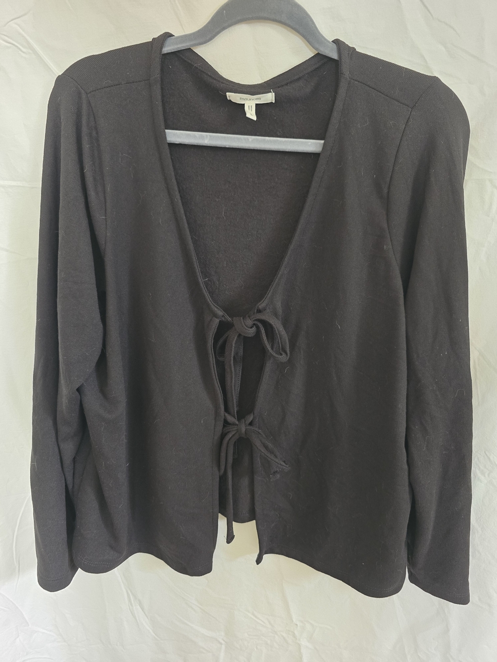 Maurices Black Tie-Front Knit Cardigan